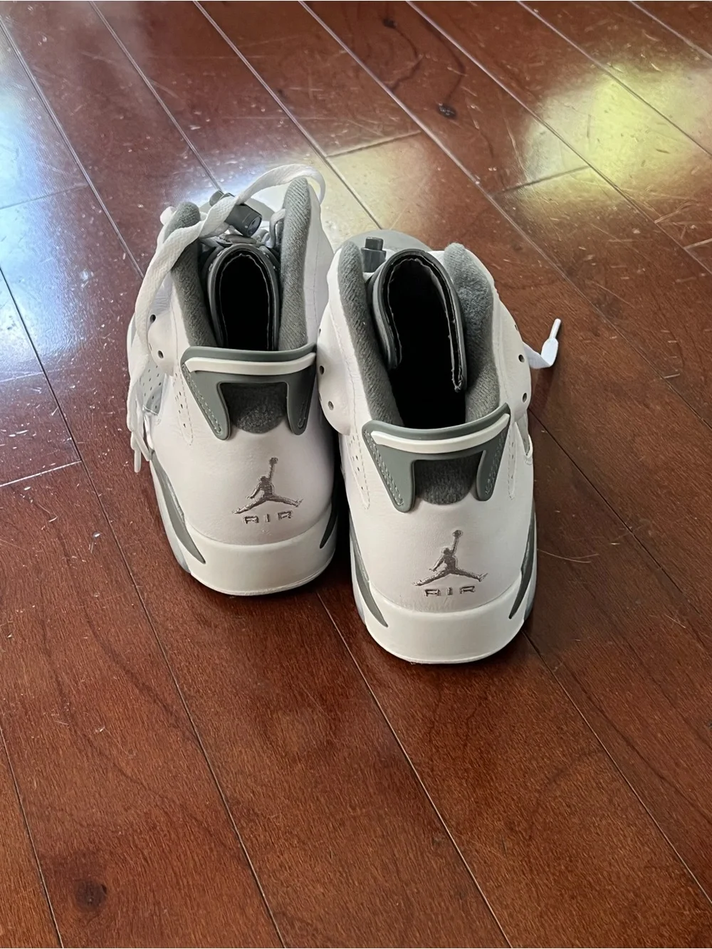 Jordan Grey & White Sneaker Interior with Size Tag